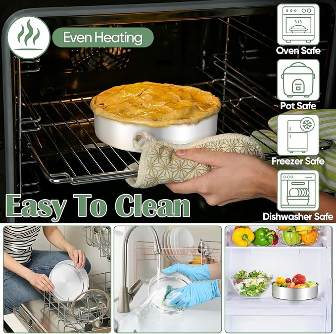 TeamFar 7 Inch Cake Pan Set of 3, Stainless Steel Round Layer Cake Baking Pans Tins for Birthday Wedding, Non-Toxic & Heavy-Duty, Mirror Finish & Leak Proof, Oven & Dishwasher Safe