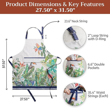Maison d' Hermine 100% Cotton Apron for women with Pocket Kitchen Chef Apron for Men Cooking Spring Summer