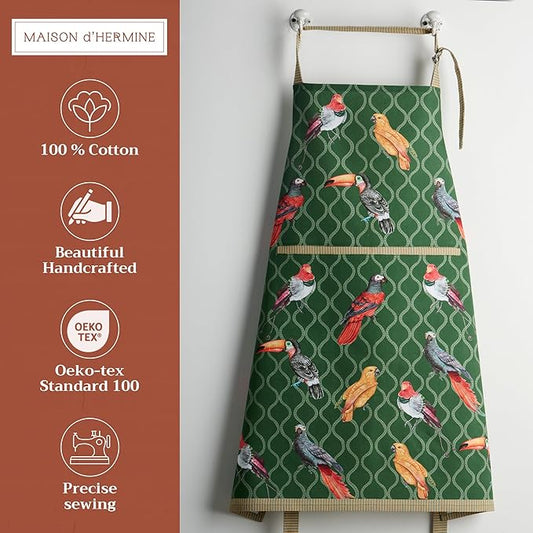 Maison d' Hermine 100% Cotton Apron for women with Pocket Kitchen Chef Apron for Men Cooking Spring Summer