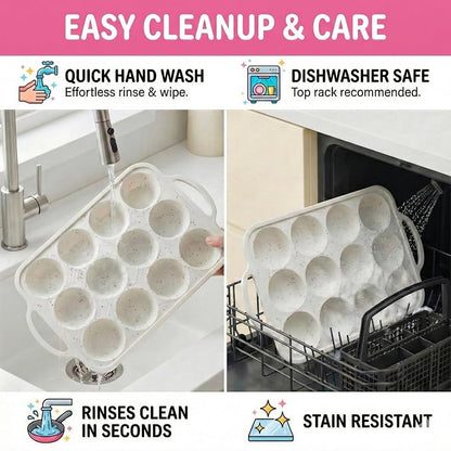BAKE BOSS 1-Pack - Silicone Muffin Pan for Baking with Metal Reinforced Frame, 12 Cup Regular Size Cupcake Pan, BPA Free -Silicone Muffin Tray, Cupcake Baking Pan Molds for Oven Dishwasher Safe