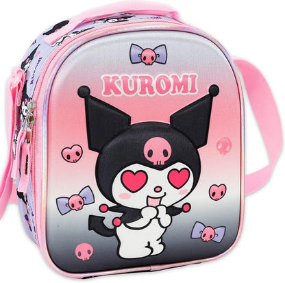 Kuromi Lunch Box for Girls Set - Bundle with Sanrio Lunch Bag Plus Stickers, Water Bottle, More | Kuromi Lunchbox School Supplies for Kids
