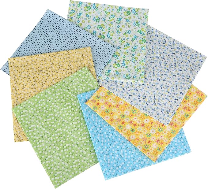 7 pcs 20" x 20" Cotton Fabric DIY Making Supplies Quilting Patchwork Fabric Fat Quarter Bundles DIY for Quilting Cotton Patchwork Cushions (Small Flower, 20" x 20")