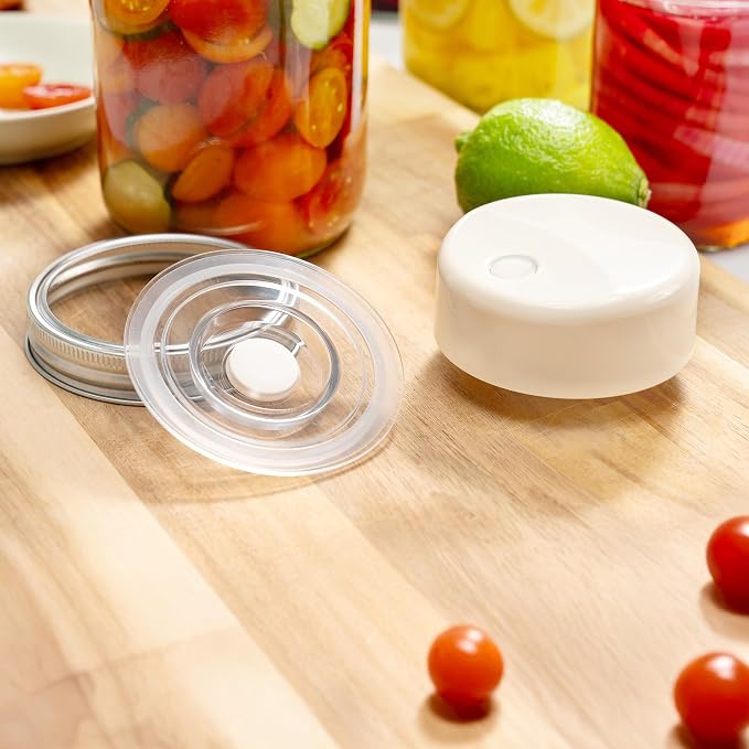 SealVax® MasonSeal Jar Set – Wide Mouth Mason Jars with Auto-Stop Vacuum Sealer + Reusable AS Plastic Airtight Lids Featuring Patented Valve, Designed in USA, Made in Taiwan(16oz x3 / 32oz x3)
