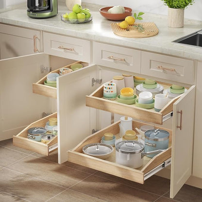 LOVMOR Single Pull Out Organizer 10-1/2”W x 21”D, Soft Close Slide Out Drawer Storage Shelves for Kitchen, Wood Cabinet Shelf Pull-Out Organizer Storage for Base Cabinet