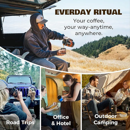 Stoke Voltaics Electric French Press Coffee Maker, 120V Boil Water & Press Coffee 2-in-1, Portable Design for Camping, Travel, 6 Minute Brew Ready