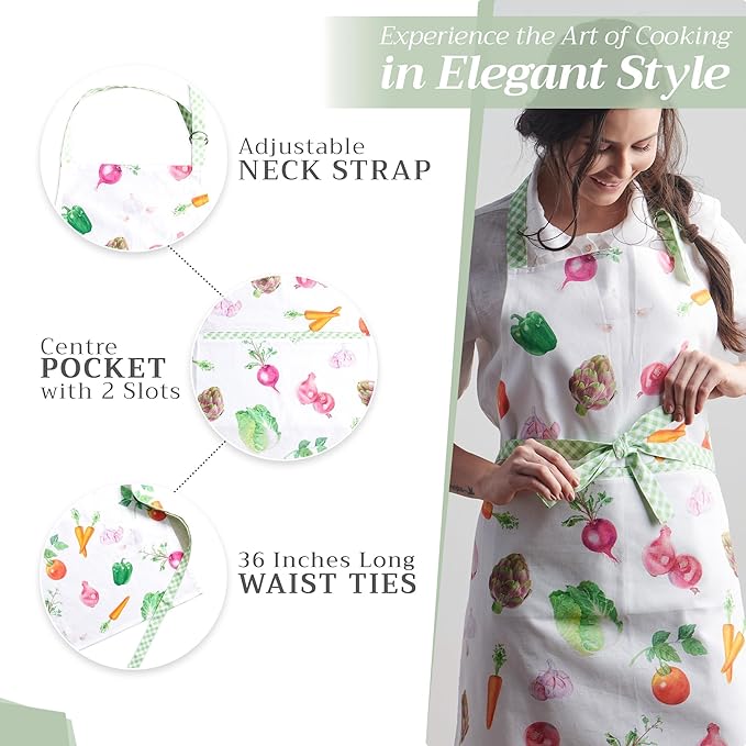 Maison d' Hermine 100% Cotton Apron for women with Pocket Kitchen Chef Apron for Men Cooking Spring Summer