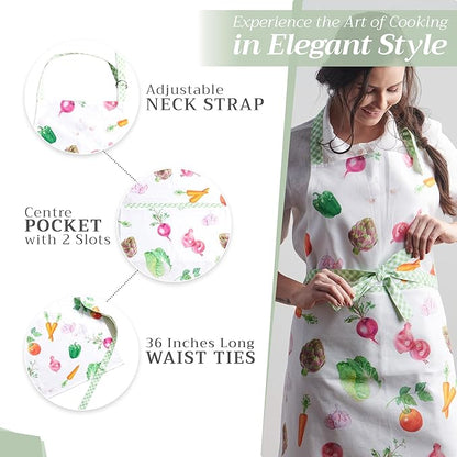 Maison d' Hermine 100% Cotton Apron for women with Pocket Kitchen Chef Apron for Men Cooking Spring Summer
