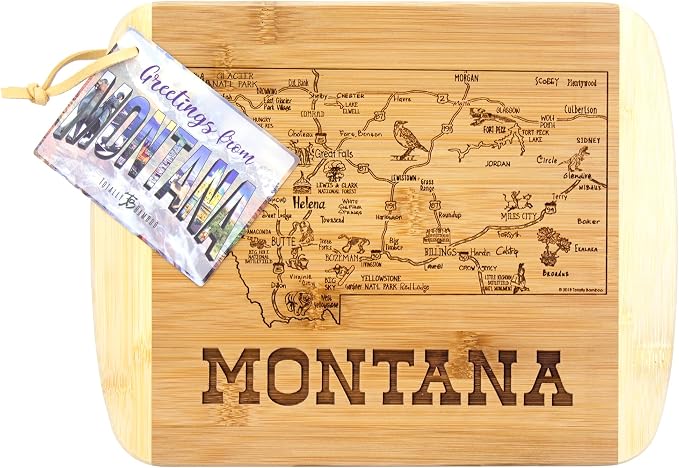 Totally Bamboo A Slice of Life Montana State Serving and Cutting Board, 11" x 8.75"