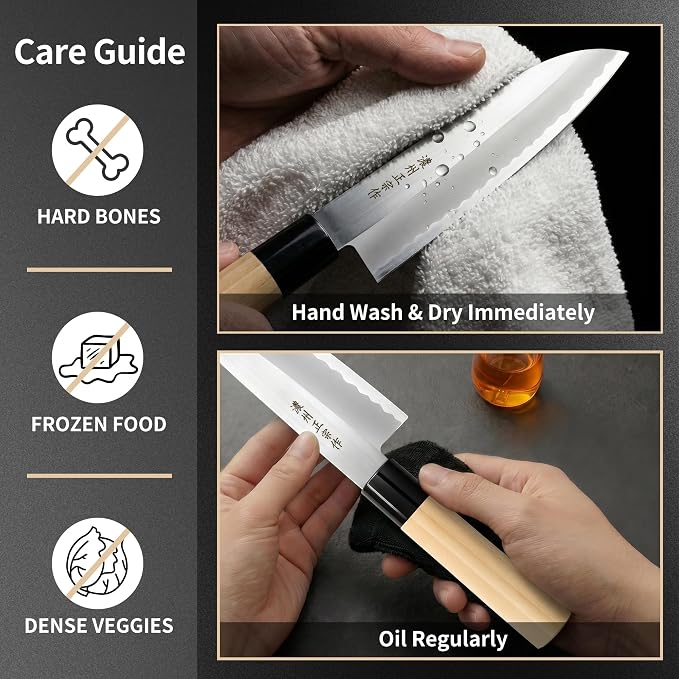 6.7 Inch Santoku Knife, Made in Japan, SK-5 High Carbon Steel Kasumi Japanese Chef Knife with Octagonal Natural Wood Handle, Kitchen Knife for Slicing Meat & Vegetables