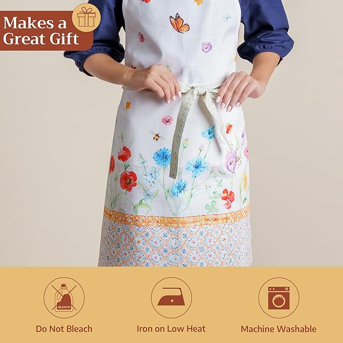 Maison d' Hermine 100% Cotton Apron for women with Pocket Kitchen Chef Apron for Men Cooking Spring Summer