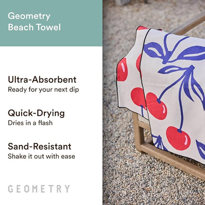 GEOMETRY Micro-Loop Beach Towel – Spring & Summer Collection – Quick-Dry, Sand-Resistant, Ultra-Absorbent Compact Towel for Beach & Travel (Abstract Life)