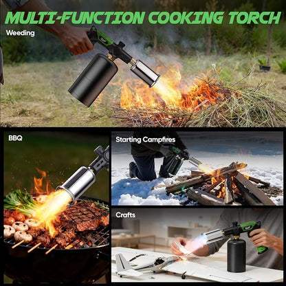 KOACKL Propane Torch Head, Kitchen Blow Torch Gun, Campfire Charcoal Starter, Grill Torch with Igniter, Adjustable Flame for Cooking, Soldering(Propane Tank Not Included)