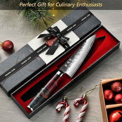5.5" Japanese Utility Knife, Professional Hand Forged VG10 Core Chef Knife, Ultra Sharp Paring Knives with Ergonomic Handle, Multipurpose Petty Knife with Gift Box, Perfect Gifts for Men and Women