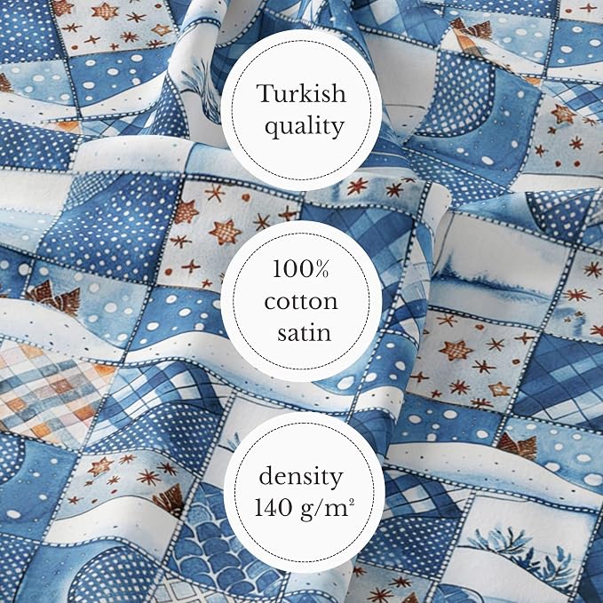 100% Cotton Fabric by the Yard – Turkish Quality Quilting & Sewing Fabric, 1 Yard x 1.69 Yards Wide, Patchwork Cotton for Crafts