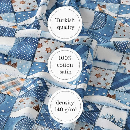 100% Cotton Fabric by the Yard – Turkish Quality Quilting & Sewing Fabric, 1 Yard x 1.69 Yards Wide, Patchwork Cotton for Crafts