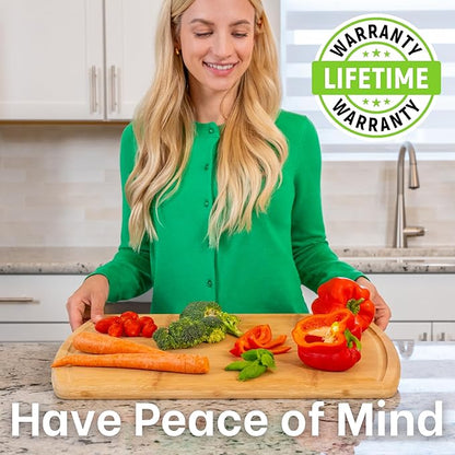 Greener Chef 20 Inch Bamboo Cutting Board Featuring Super-Sized Glue-Free Surface™ – Heavy Duty Butcher Block for Safe Meal Prep, Chopping & Carving with Lifetime Replacements