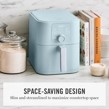 Martha Stewart 6QT Air Fryer, 6-in-1, Bake, Broil, Roast, Air Fry, Dehydrate, Reheat, Ceramic Non-Stick Basket, Crispy Results Fast, 400°F Max Temp, Shake Reminder, Sky Blue