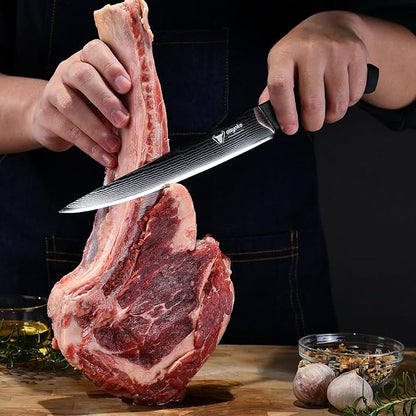 aisyoko Slicing Knife 9", Long, Thin Blade, Allows for Cleaner Cuts to Preserve Juices and Flavor, Cutluxe Meat Carving Knife – Turkey Carving Knife,All Tang non-slip handle design,Premium Gift Box