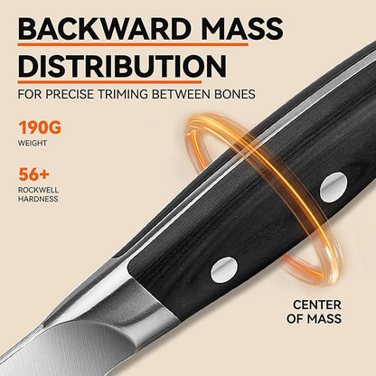 TUO Boning Knife, 6 inch Fillet Knife for Trimming Fat from Meat, Deer Skinning, Full Tang Handle, High Carbon German Steel, for Poultry Lamb Meat Cutting - Black Hawk Series