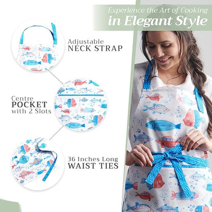 Maison d' Hermine 100% Cotton Apron for women with Pocket Kitchen Chef Apron for Men Cooking Spring Summer