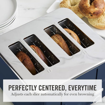 Martha Stewart 4 Slice Toaster, 10 Shade Settings with Defrost, Cancel, Bagel & Gluten-Free, Extra-Wide Self-Centering Slots for Waffles & Artisan Bread, Removable Crumb Tray, Cord Wrap, 1800W, Indigo