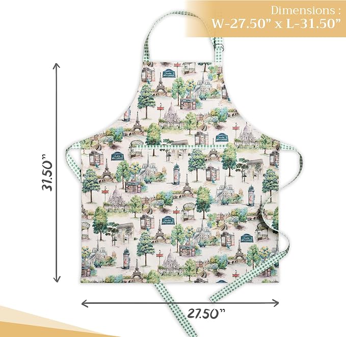 Maison d' Hermine 100% Cotton Apron for women with Pocket Kitchen Chef Apron for Men Cooking Spring Summer