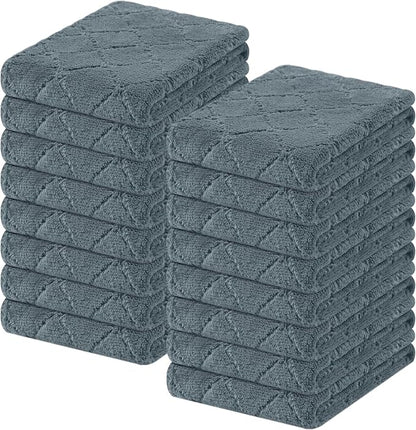 Homaxy 16 Pack Kitchen Cloths Dish Towels (10" x 20", Dark Grey), Super Soft and Absorbent Coral Velvet Dishcloths, Fast Drying No Lint Microfiber Cleaning Cloth