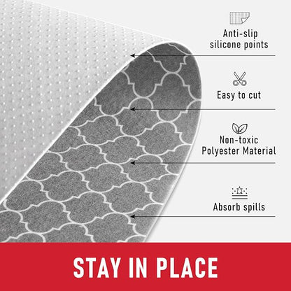 Cooyes Refrigerator Liners 17.7" x 360", Absorbent Strong Grip Fridge Mats Machine Washable, Non-Adhesive Refrigerator Shelf Liner for Fridge Bins & Kitchen Cabinets, Gray