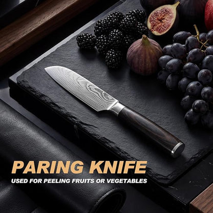 Kitchen Knife, High Carbon Stainless Steel Professional Sharp Chef Knife Set, Japanese Chefs Knives for Home Food Cooking Meat Cutting, Chopping Knife
