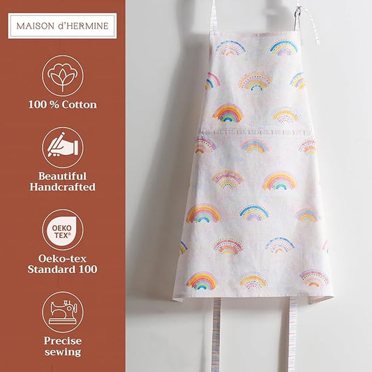 Maison d' Hermine 100% Cotton Apron for women with Pocket Kitchen Chef Apron for Men Cooking Spring Summer