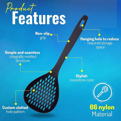Nylon Slotted Spoon – 12.2" Lightweight, BPA-Free, Heat-Resistant, Non-Scratch Kitchen Utensil – Made in Japan