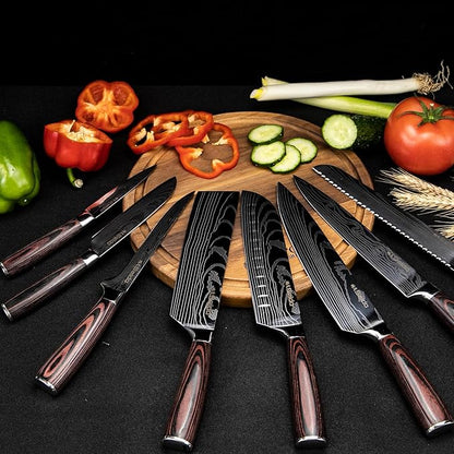 Seido Knives Master Chef Knife Set, 8-Piece Kitchen Knife Set, High-Carbon Stainless Steel Handmade Culinary Knives, Professional Chef Knives, Kitchen Knife