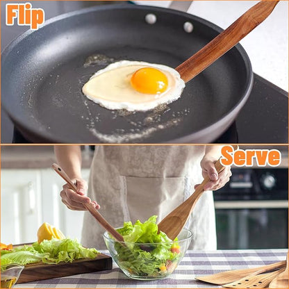 2pcs 11Inch Skinny Wooden Spurtle Spatula Sourdough Mixer Bread Stirring Spatula Wood Utensil Tool Flat Stirring Stick Bread Spatulas for Dough Cooking Spreading Baking Whisking Mixing Jar