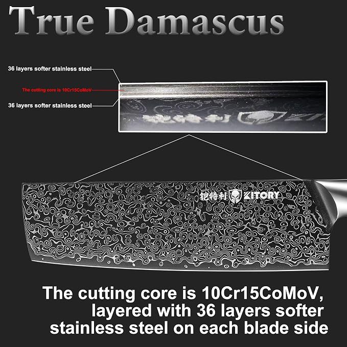 Nakiri Knife 7.5", 10Cr15CoMoV HC Super-Steel cutting core, Japanese Style Usuba Kitchen Knife, Full Tang Sandalwood Handle, w/t gift box