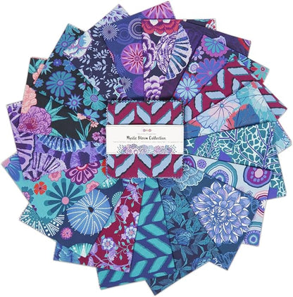 Soimoi 40 Pcs Cotton Fabric Squares Bundles Charm Packs for Quilting, Fat Quarter Layer Cakes, Precuts Quilt Squares 10 x 10 inches, DIY Fabric Bundle- Mystic Bloom Collection