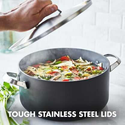 GreenPan Paris Pro Hard Anodized Healthy Ceramic Nonstick, 11 Piece Cookware Pots and Pans Set with Stainless Steel Lids, PFAS-Free, Dishwasher Safe, Grey