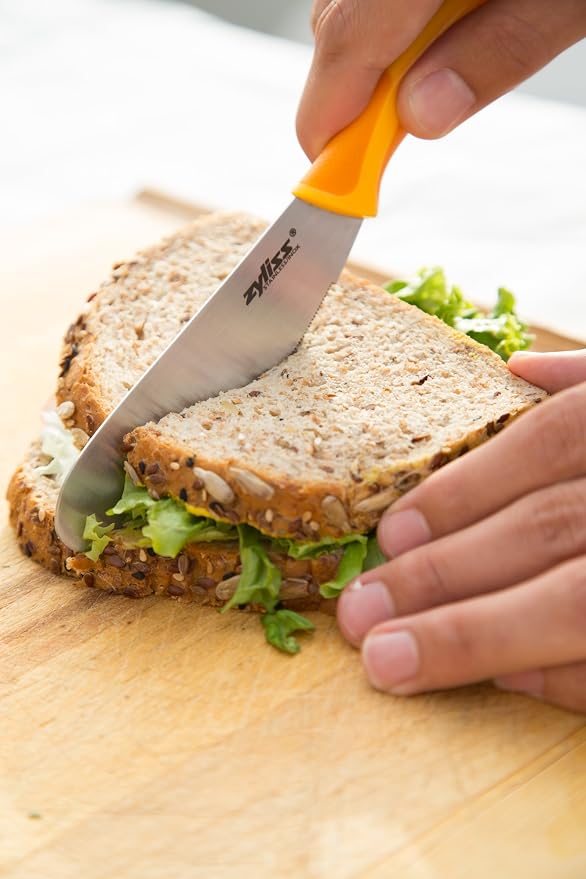 Zyliss Sandwich Knife & Condiment Spreader - Sandwich Spreader Knife for Butter, Cream Cheese, & Jellies - Butter for Bagels & Toast - Orange (Pack of 6)