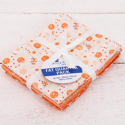Threadart Exclusive 5 Fat Quarter Bundles - Orange Vintage Prints 100% Cotton Fabric - Premium 100% Cotton Quilting Fabric - No Duplicates - Full Size Fat Quarters 18"x21" - Orange