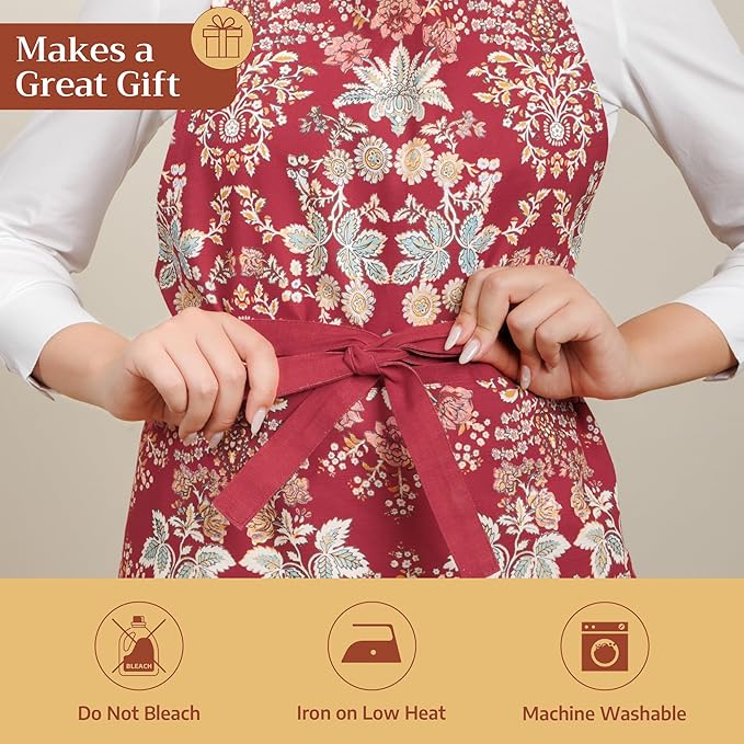Maison d' Hermine 100% Cotton Apron for women with Pocket Kitchen Chef Apron for Men Cooking Spring Summer