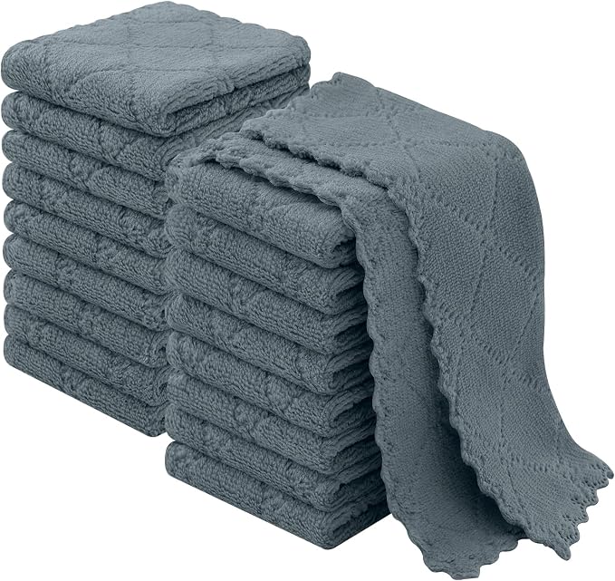 Homaxy 18 Pack Kitchen Cloths Dish Towels (7" x 9", Dark Grey), Super Soft and Absorbent Coral Velvet Dishcloths, Fast Drying No Lint Microfiber Cleaning Cloth