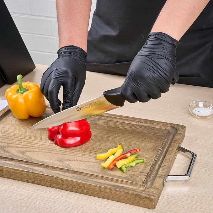Restaurantware Sensei 8 Inch Chef Knife 1 With Colored Coded Pins Kitchen Knife - High-Carbon Stain-Resistant Black German Steel Meat Knife Ergonomic Handle