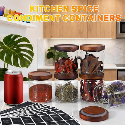 Glass Spice Jars Seasoning Containers Small Glass Jars with Lids Airtight Food Storage Canister for Kitchen Pantry Sugar Tea Coffee Bean Nuts Cookies Herbs Salt (16oz/473ml*2 Pcs)