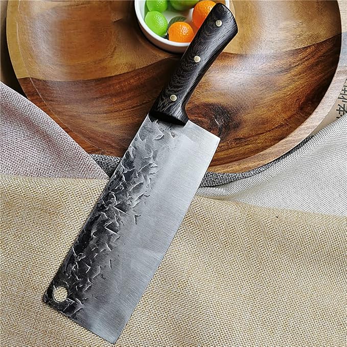 kitchen knives, 7.5-Inch Cleaver Knife Professional Handmade Forged High Carbon Steel Butcher Knife for Vegetable Meat Cleavers with Wood Handle for Family Restauran