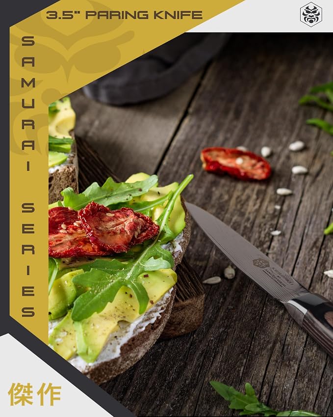 KESSAKU Paring Knife - 3.5 inch - Samurai Series - Razor Sharp Kitchen Knife - Forged 7Cr17MoV High Carbon Stainless Steel - Wood Handle with Blade Guard