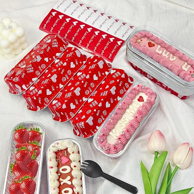 100Pack Mother's Day Mini Cake Pans with Lids – 6.8 oz Heart-Print Mini Loaf Pan for Baking & Gifting Mini Cakes, Pound Cakes, Brownies (Non-Stick, Romantic Design)