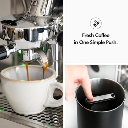 KIVY Vacuum Coffee Canister - Push Lid Preserves Aroma & Oil - Stainless Steel Airtight Container for Ground & Bean Storage - Removes Excess Air