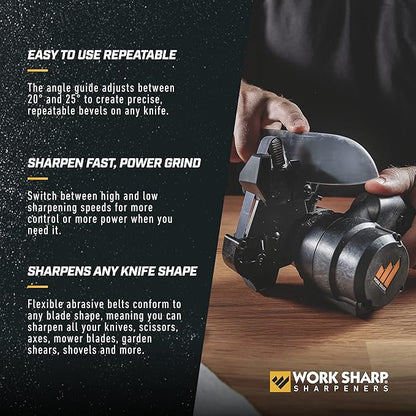 Work Sharp MK2 Electric Knife Sharpener & Replacement Belts – Adjustable 2-Speed Knife Sharpening System for Kitchen Knives, Pocket Knives, Scissors, Axes & Garden Tools