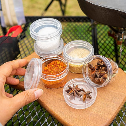 Muloo Camping Spice Kits, Travel Spice Container Bag with 5 Clear Seasoning Bottles Outdoor Spice Jar Kits, Spice Containers, Black