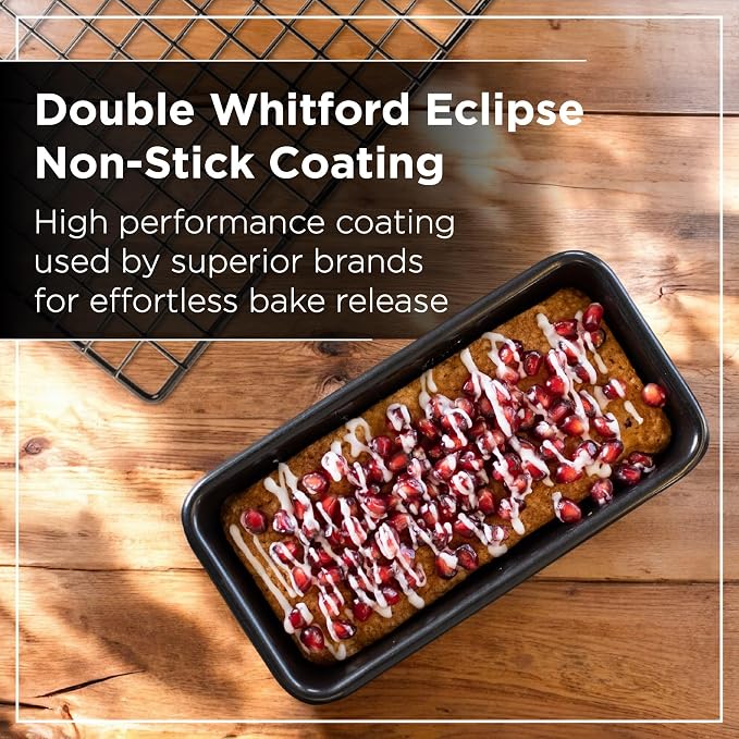 Wrenbury Pro 1lb Bread Loaf Pan 8x4 Set of 2 - Loaf Tins for Baking Non Stick - Toughened Heavy Gauge - Twin Pack - Banana Bread Loaf Pan