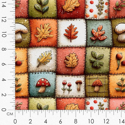 Autumn Animals Patchwork Cotton Fabric Panel – 6 Designs (10×10 inch Each) + Bonus Patchwork Sheet 29.5×19.6 inch, 100% Cotton 140 GSM